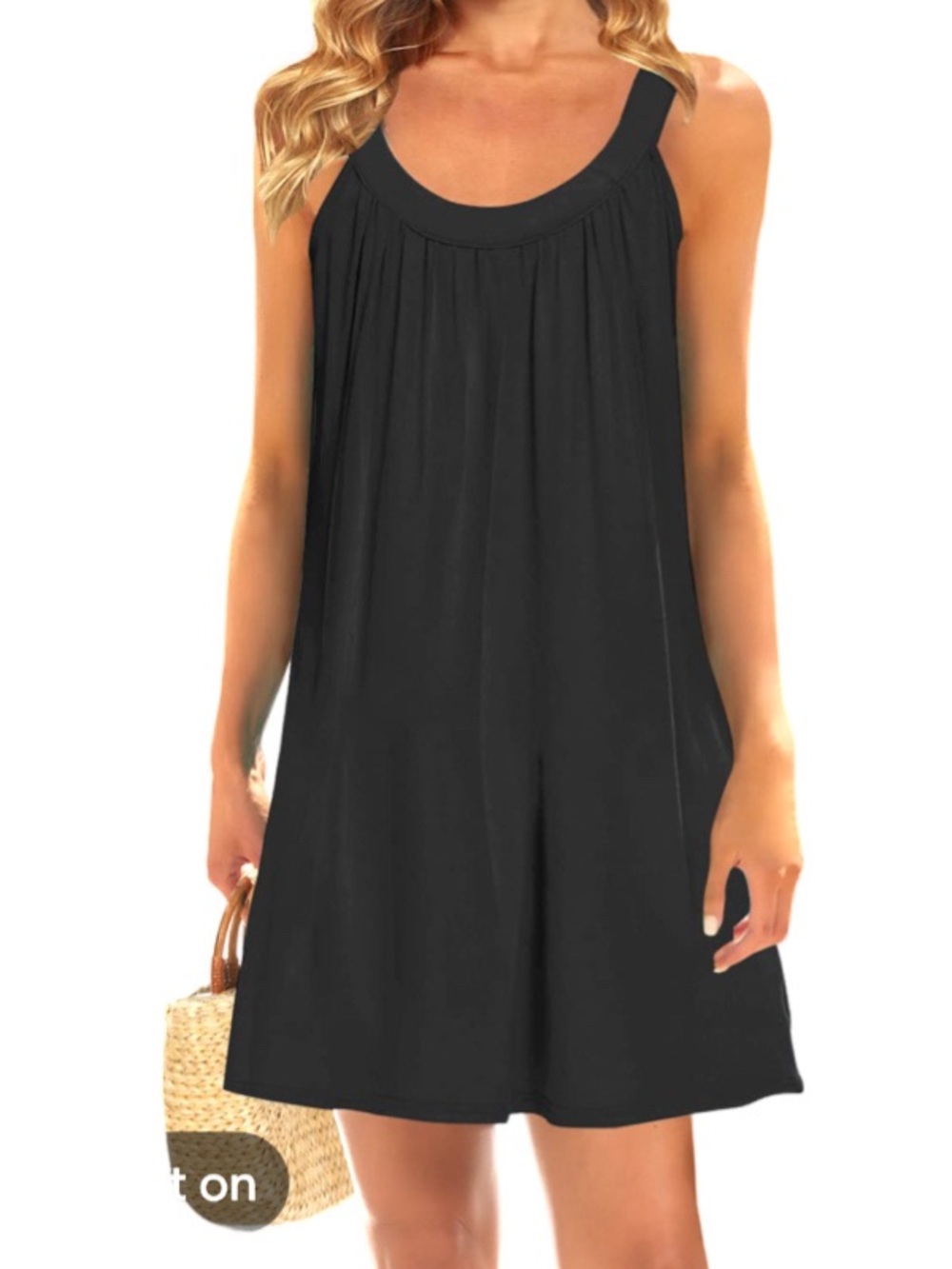 Bluetime Tank Dress Swim Coverup Flowing Jersey Knit Black Size XL